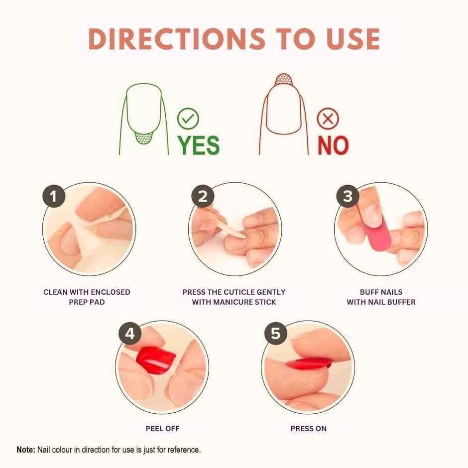 Sanfe Instant Stick On Nails - Solid Almond 24 Reusable Artificial Fake Nail, Salon Look