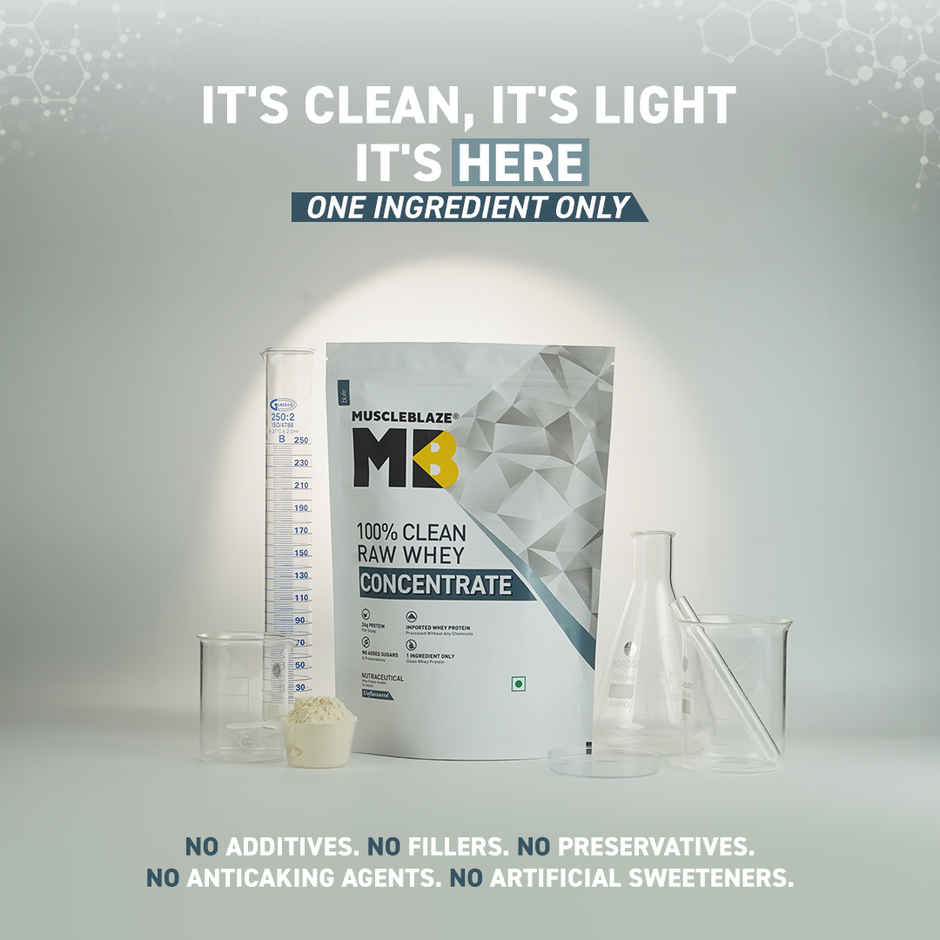 MuscleBlaze Raw Whey Protein Powder Concentrate 80% (Unflavoured)