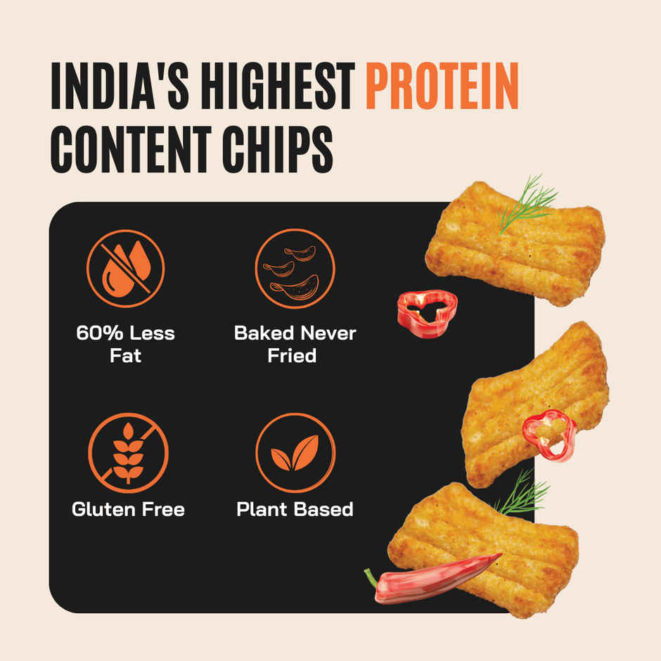 FitFeast 16g Protein Chips Peri Peri (6) | Low Fat, Crunchy