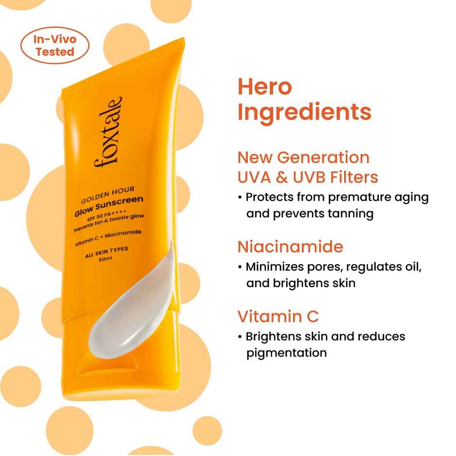 Foxtale Glow Sunscreen SPF50 PA++++ In-Vivo Tested
