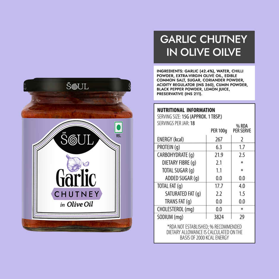 ADF Soul Garlic Chutney In Olive Oil