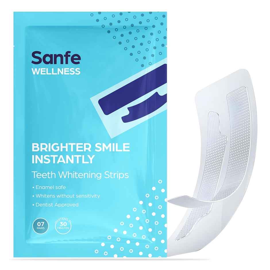 Sanfe Teeth Whitening Strips | Brighter Smile Instantly | Enamel safe, whitens in 30 min | 7 Pairs
