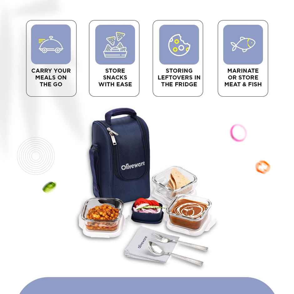 Oliveware Executive Glassware Lunchbox - Blue