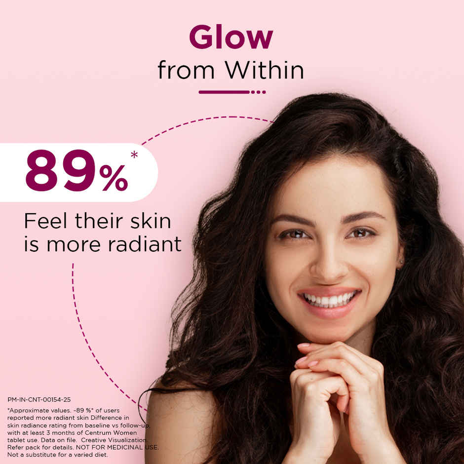 Centrum Women Multivitamins - Vit. B, C, D & more for Energy, Immunity & Radiance (50 Veg Tablets)