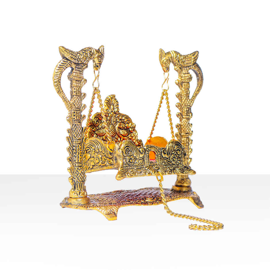 Palna Jhula Parrot Figurines | Gold Polish | Devnidhi