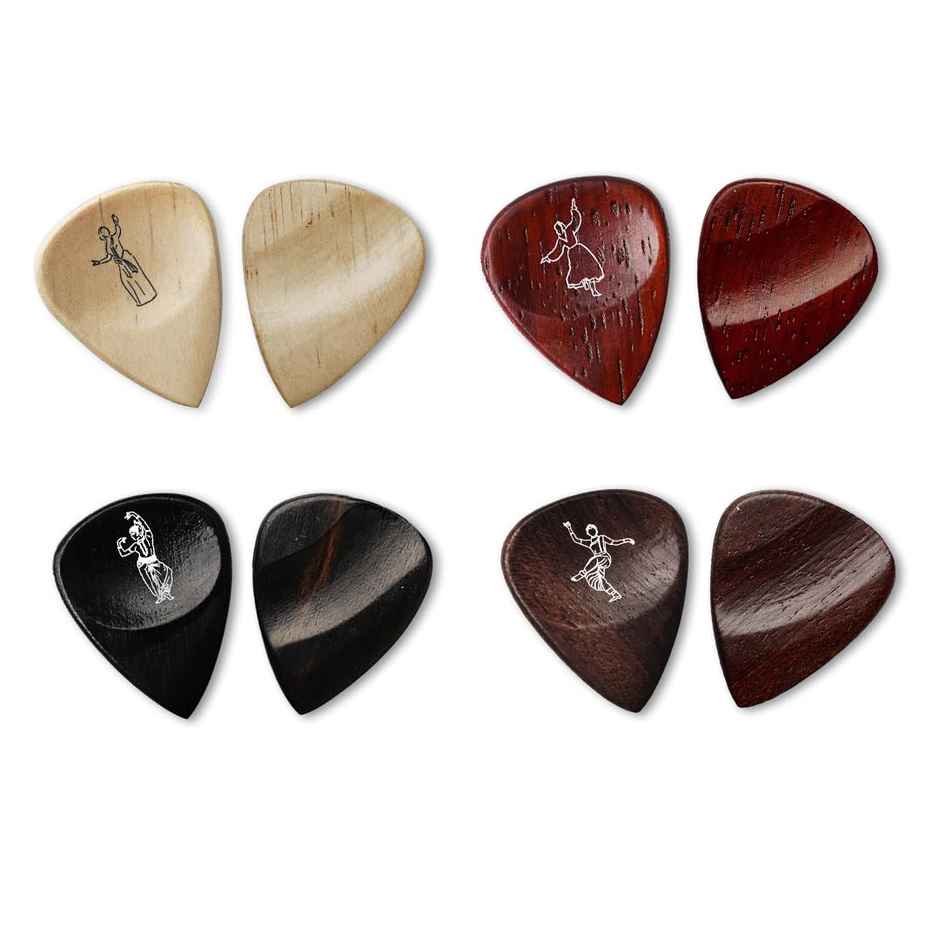 Kadence Heritage Wooden Guitar Picks Set of 8 with Indian Woods for Acoustic & Electric