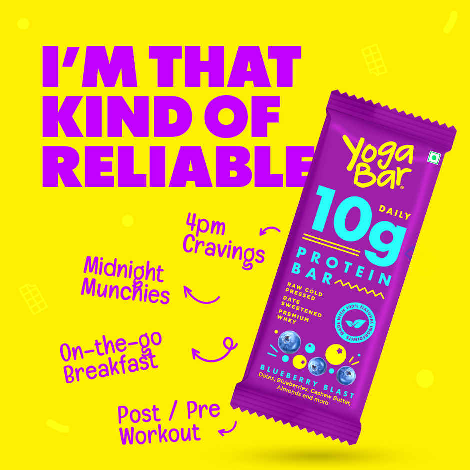 Yogabar 10 grams Protein Bars, Blueberry Blast, Protein Blend & Premium Whey Combo
