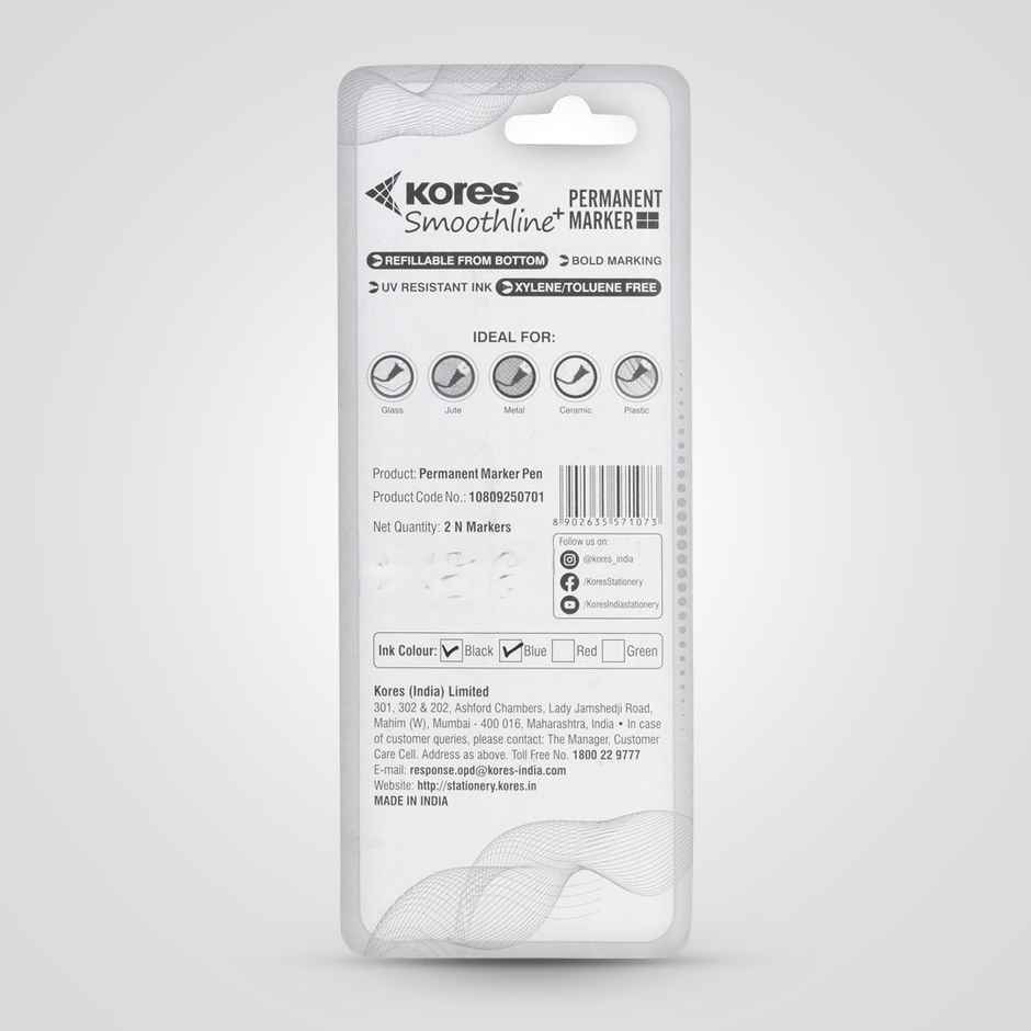 Kores Smoothline Plus Permanent Marker | Set of 2