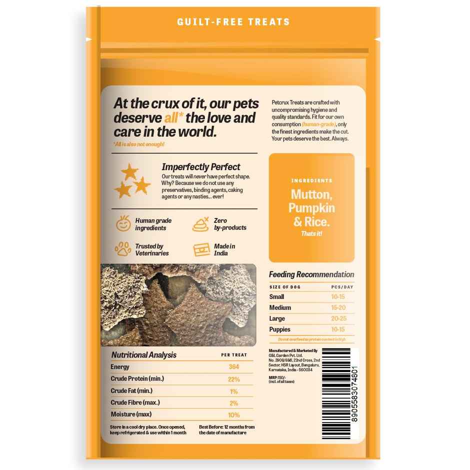 Petcrux Mutton & Pumpkin Foods Dog Treats