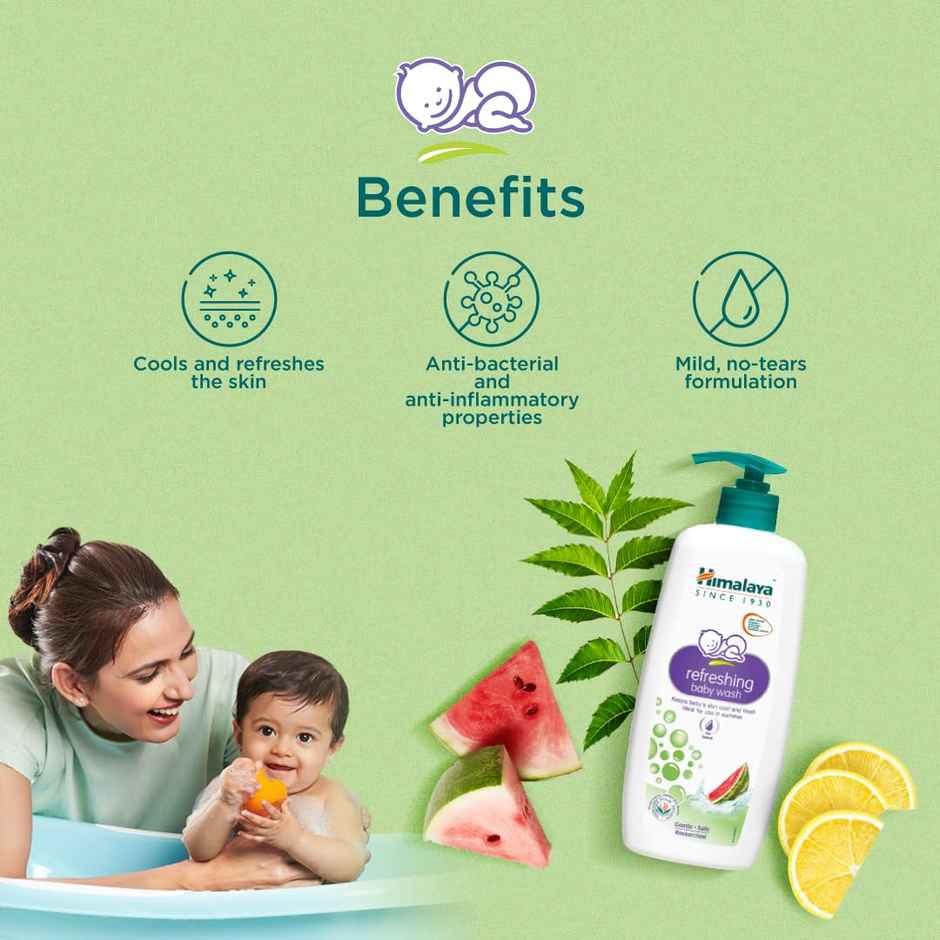 Himalaya Refreshing Baby Wash No Tears Formula With Watermelon Neem & Lemon