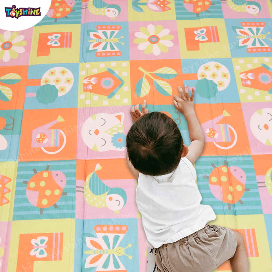 Toyshine Extra Large Baby Floor Mat, Foldable, Reversible, Waterproof, Flower Print