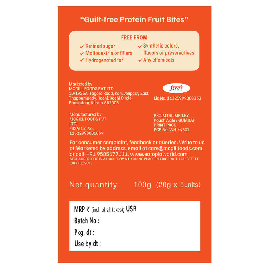 Eatopia Fruit Minis Mango Bites Energy Bars (No Refined Sugar & Preservatives)