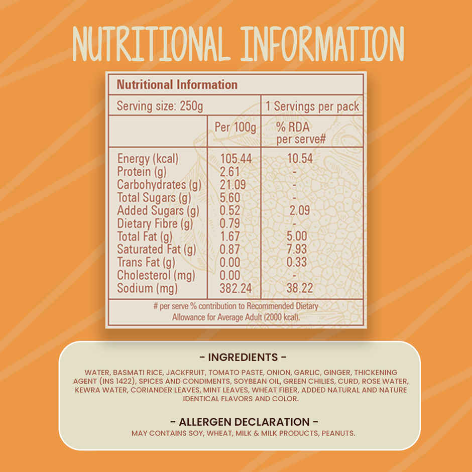 Wakao Jackfruit Biryani | Flavorful & Aromatic | Ready to Eat Meal | No Preservatives