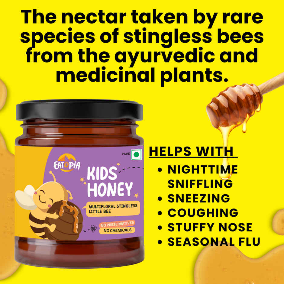 Eatopia Kids Honey | Little Bee | Ayurvedic Immunity Booster | Natural Pure | No Added Sugar