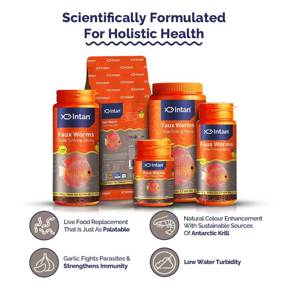 Intan Faux Worm Sticks - Slow Sinking Fish FOOD for All - Discus | Loaches | Large Tetras