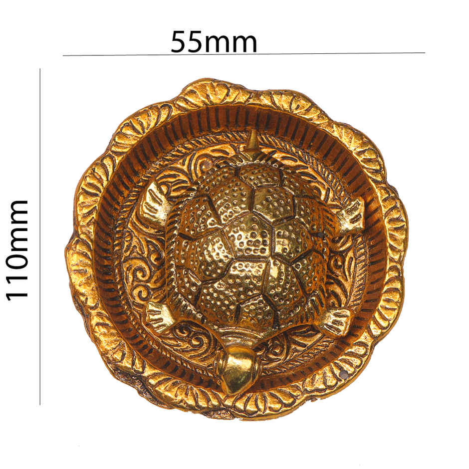 Tortoise/ Turtle/Kachua on Swastik Plate Vastu Feng Shui in Gold Polish | Devnidhi