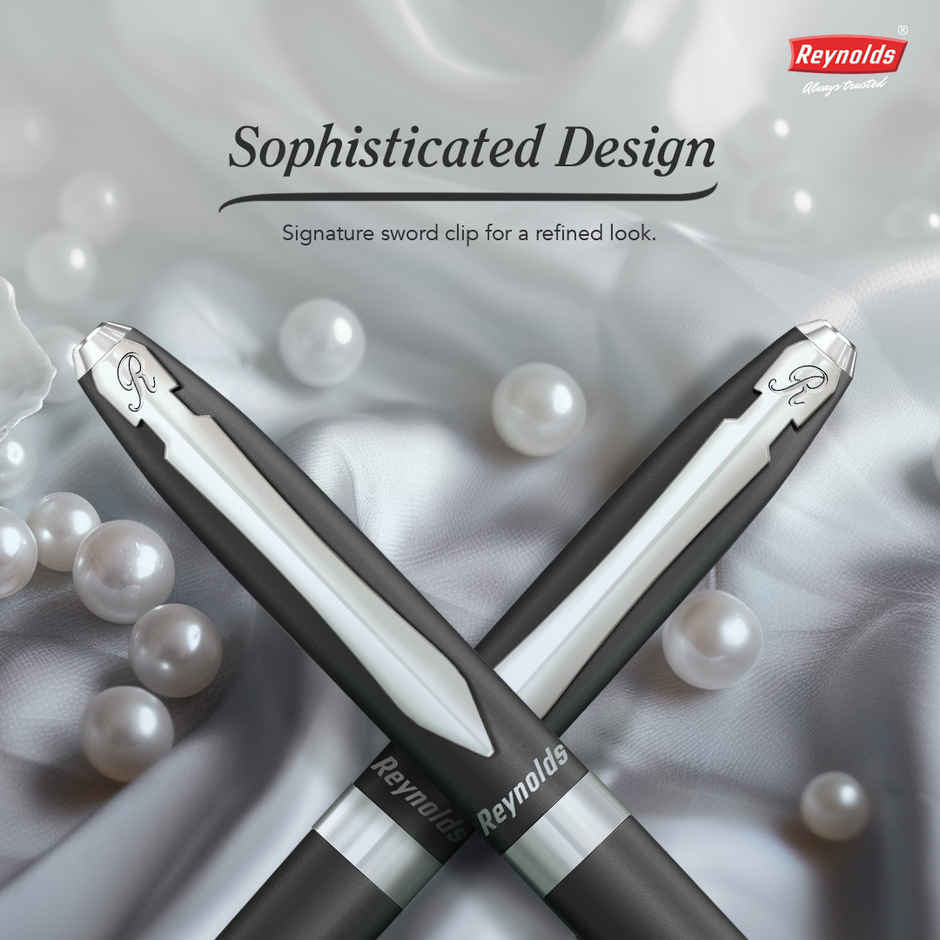 Reynolds Premium Metal Pen With Twist Mechanism, Iconic Elite Gun Metal (Blue Pen)