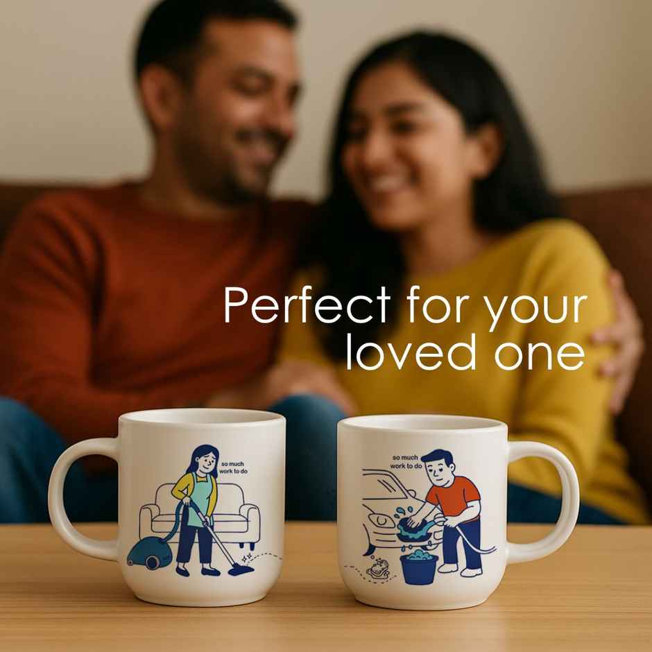 Femora Har Ghar Ki Khani Ceramic Couple Mug Perfect for Gifting - 350 ml