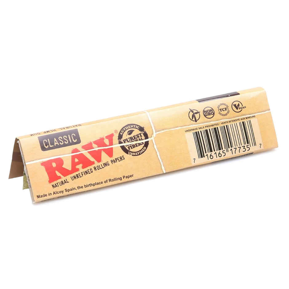 Raw Classic Rolling Paper King Size Slim - 32 Leaves/Pack (1pc) & Flik Non-Refilable Smart Lighters | Assorted (1pc) Combo