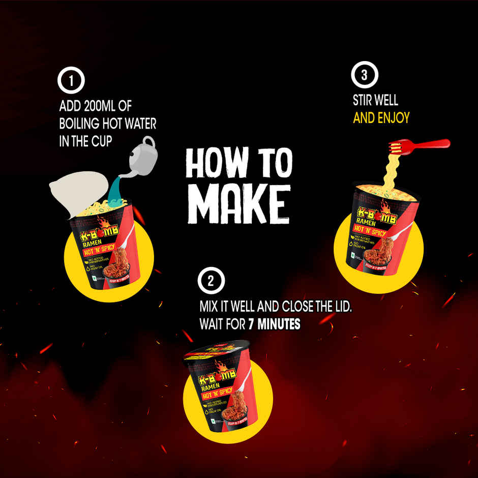 Too Yumm! K-Bomb Ramen Hot N Spicy | Instant Cup Noodles | VEG