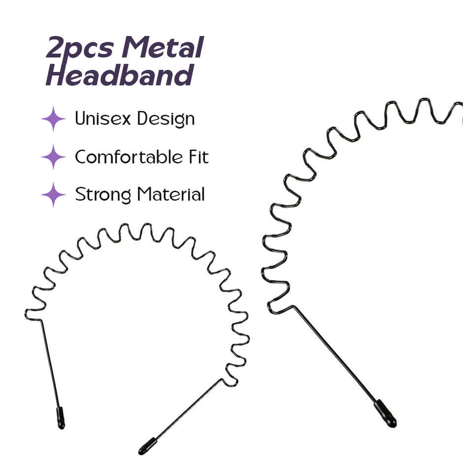 Multibrite Metal Hair Band Flexible Spring Headband for Workout | Styling & Daily Use Unisex