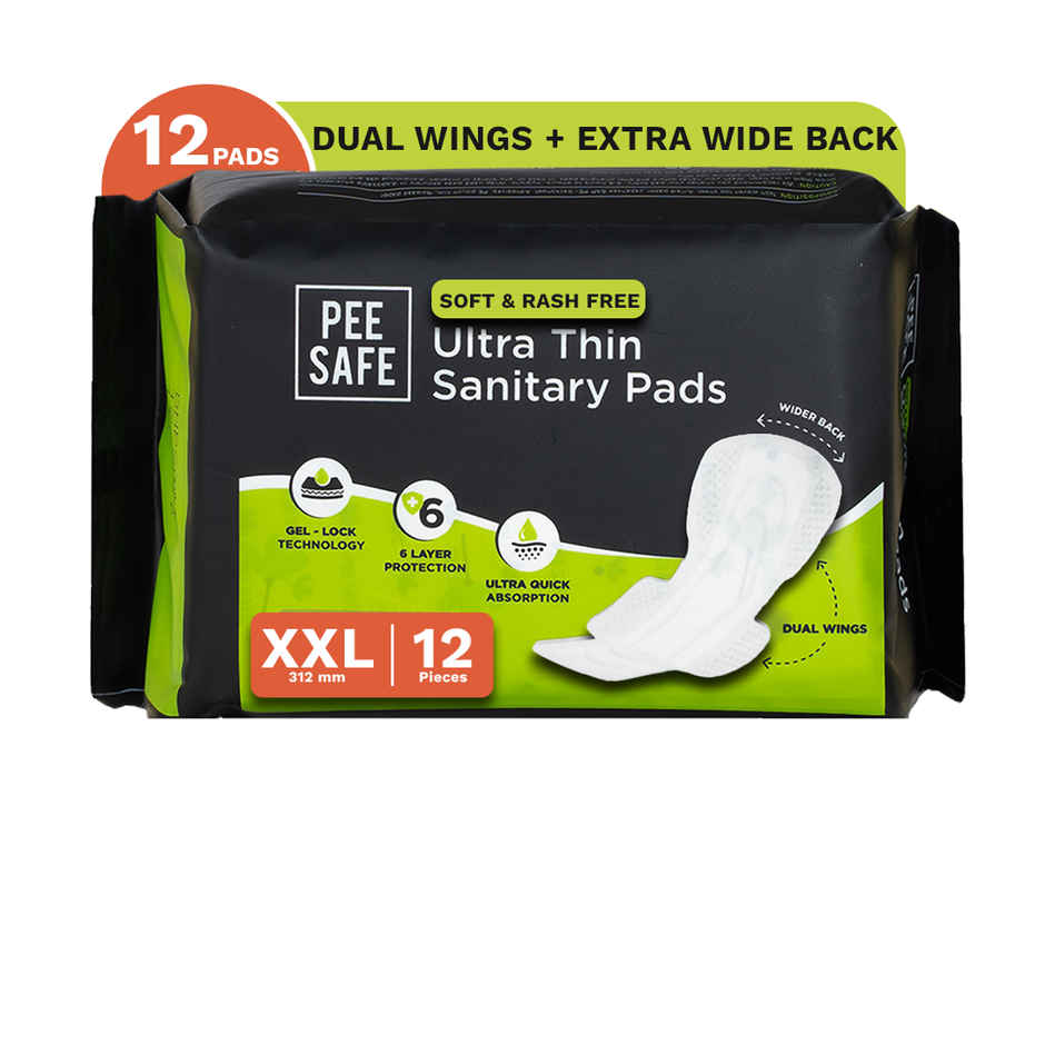 Pee Safe Ultra Thin Rash Free Sanitary Pads XXL (With Paper Disposal Covers)