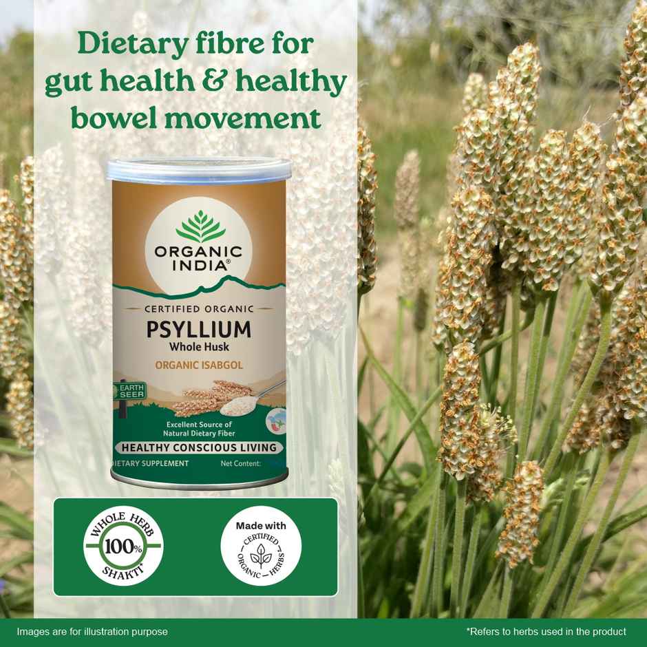 A TATA Product - Organic India Sat Isabgol Psyllium Whole Husk Powder With Dietary Fiber