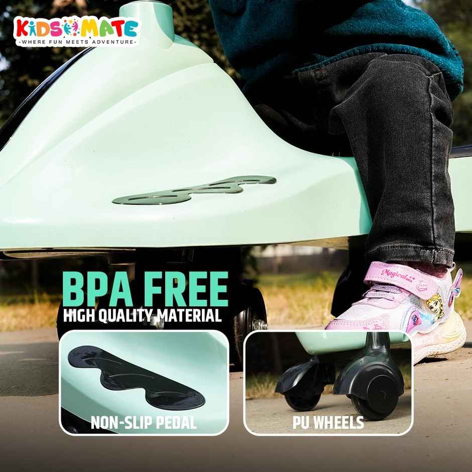 Kidsmate Drift Swing Car Ride-On with PU Wheels & 360 Steering for Kids 3Y+ - Sea Green