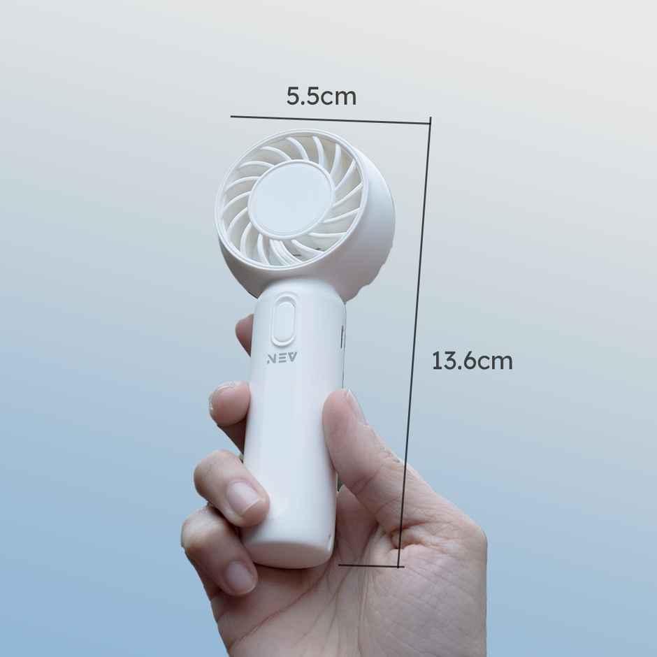 NEV Air Sync Portable Mini Fan with 3 Speeds, Handheld and Desktop, 500 mAh