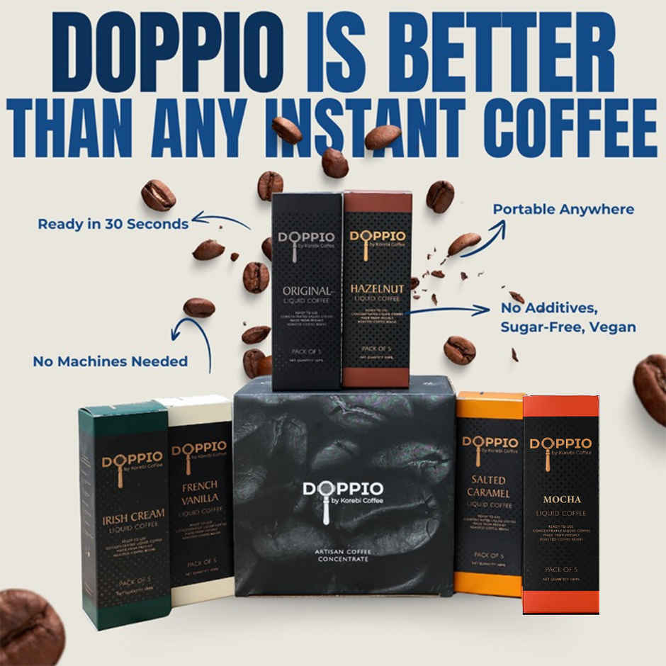 Doppio By Korebi Coffee Irish Cream - Artisan Instant Liquid Coffee Concentrate|5-Pack| 20 ml Each