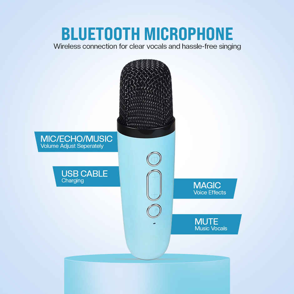 Kidsmate Mini Karaoke Machine with Wireless Mic for Kids | Blue