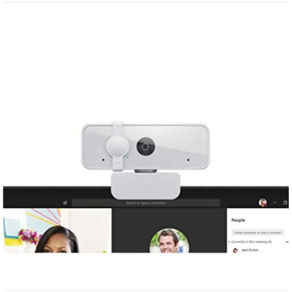 Lenovo 300 FHD Webcam with Full Stereo Dual Built-in Mics | FHD 1080P 2.1 Megapixel CMOS Camera with USB |Ultra-Wide 95Degree Lens, 4X Digital Zoom | 360 Rotation | Flexible Mount | Cloud Grey