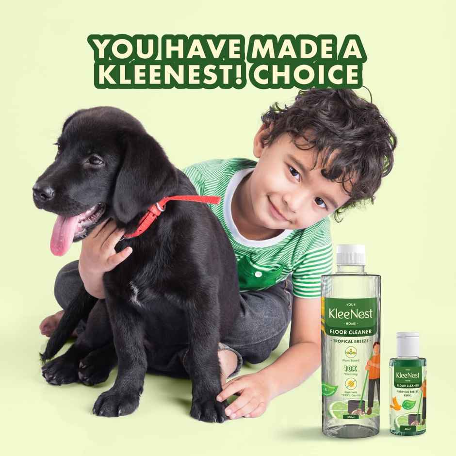 Kleenest Natural Floor Cleaner Tropical Breeze, Plant Based Kids & Pet Friendly (1.5l) & Adeha Air Freshener Waves Of Serenity Pouch (20g) Combo