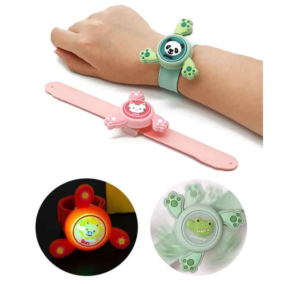 Toyshine Led Light Kids Rakhi Spinning Toy for Kids | Spinning Slap Band | Assorted