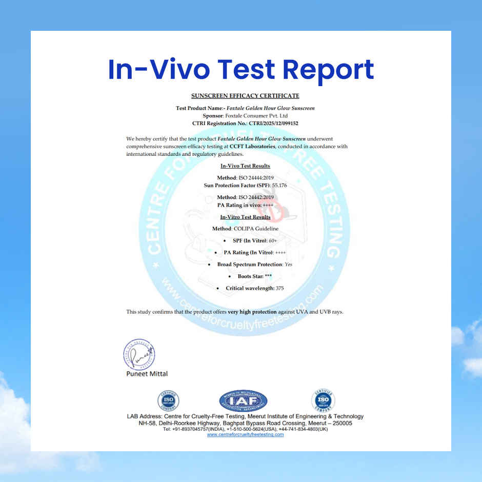 Foxtale Glow Sunscreen SPF50 PA++++ In-Vivo Tested