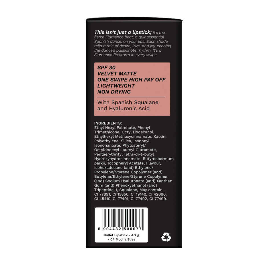 Pilgrim Matte Me Up Bullet Lipstick | Creamy Lightweight Bold Non Drying SPF 30 | Chocolate Tease 32