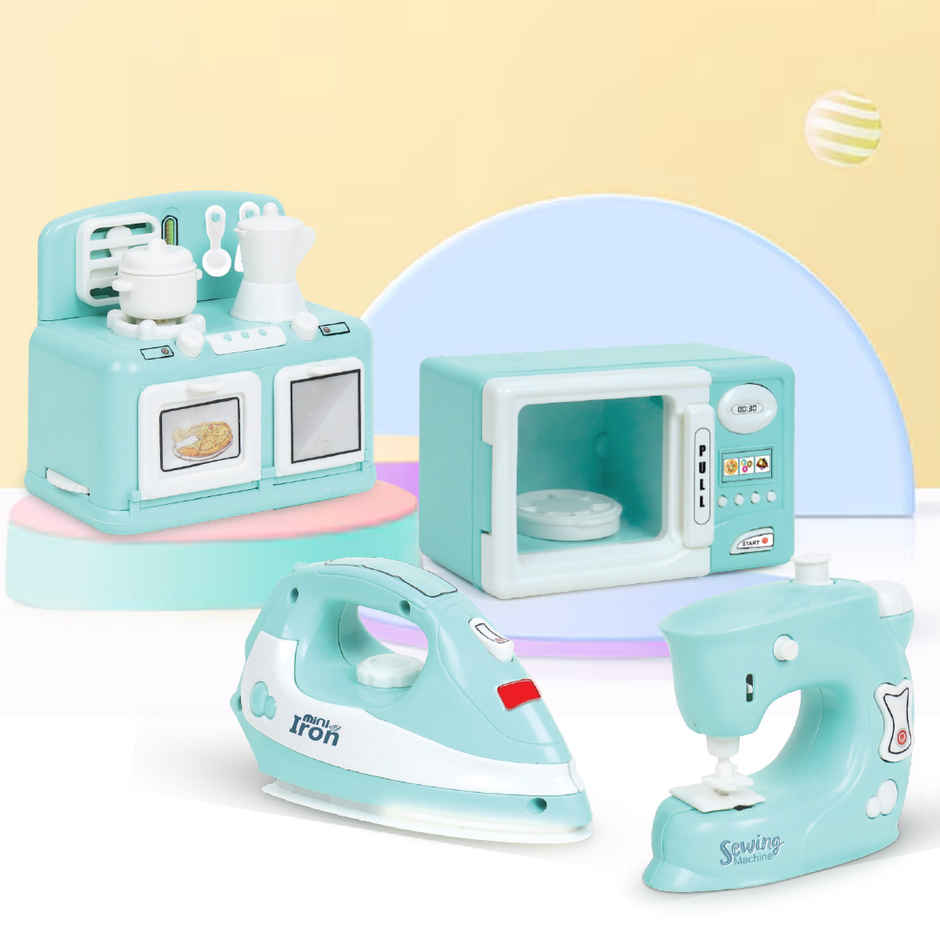 Anz Toy Green Microwave |Oven |Iron & Sewing Machine