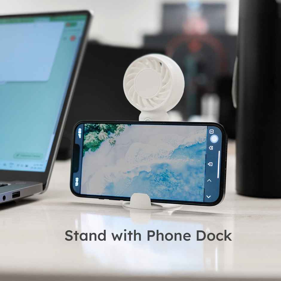 NEV Air Sync Portable Mini Fan with 3 Speeds, Handheld and Desktop, 500 mAh