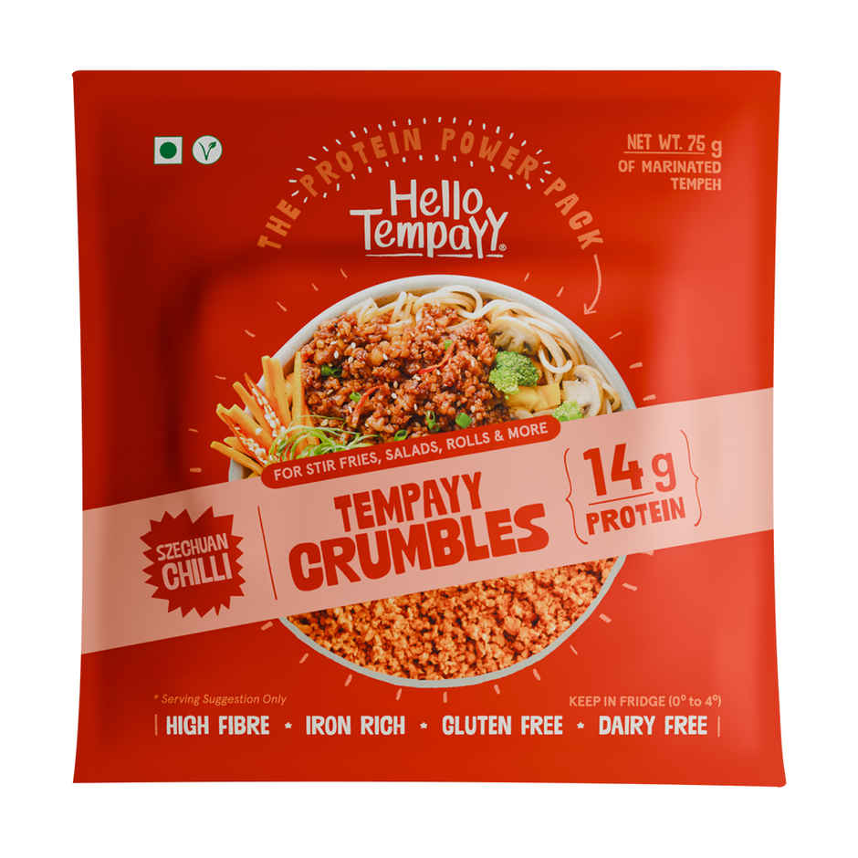 Hello Tempayy 14g Protein Tempeh Crumbles | Szechuan - Heat & Add | Soy Tempeh