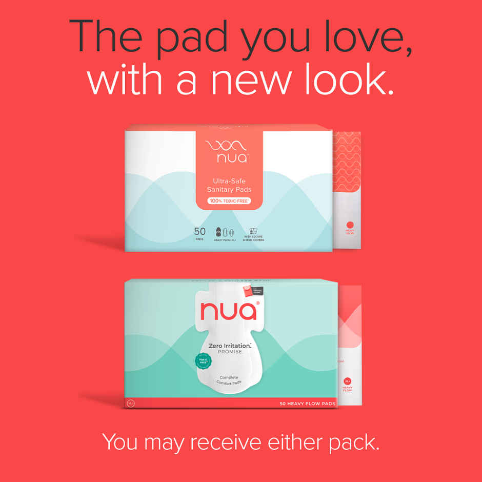 Nua Complete Comfort Pads with Disposal Cover for Heavy Flow | 50 | XL+ | 50 pcs