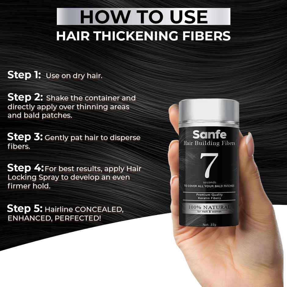 Sanfe Hair Building Fibers | Hair Fiber Powder for Bald Spot & Thinning Hair Cover Up