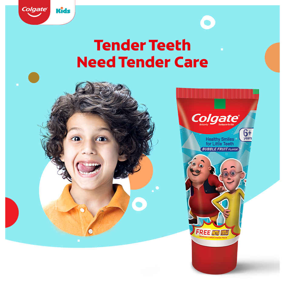 Colgate Kids Toothpaste for 6+ Years, Motu Patlu, Bubble Fruit Flavour, Gentle Protection