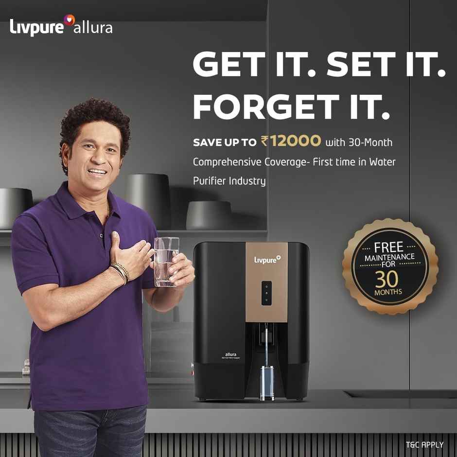 Livpure Allura RO + UV + Copper + Min Water Purifier with Free Service for 2.5 Years | 7 Ltr | Black
