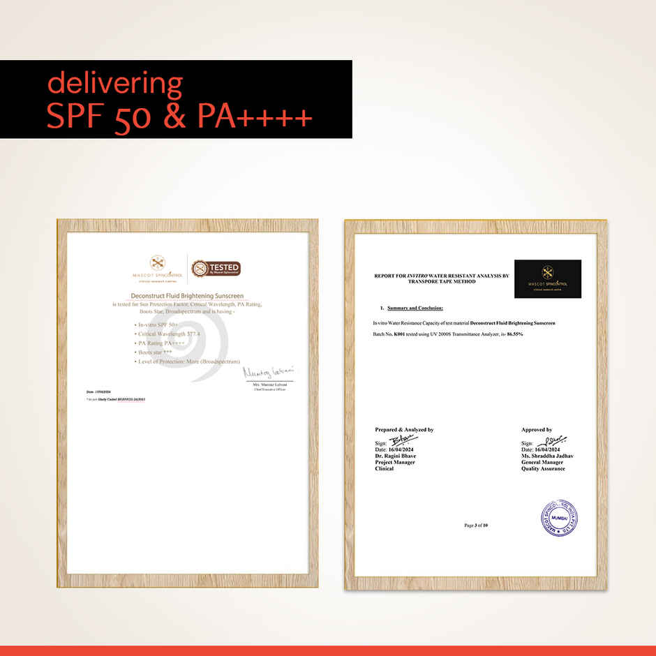 Deconstruct Fluid Brightening Sunscreen SPF 50+ PA++++ |Sunscreen with Niacinamide| Brightens Skin