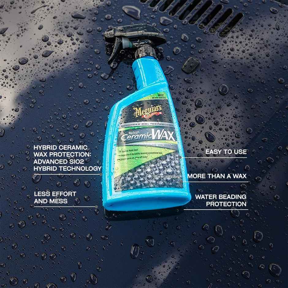 Softspun Microfiber Cleaning Cloths (220 Gsm, 30X30Cm, 6Pc, Multicolor/Assorted) (6pc) & Meguiar'S Hybrid Ceramic Spray Wax For Cars (1pc) Combo