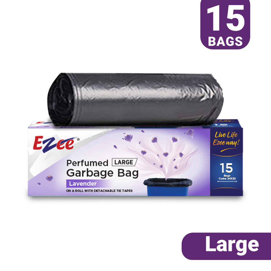 EZEE Lavender Fragrance Garbage Bag - Biofriendly | Black - Large