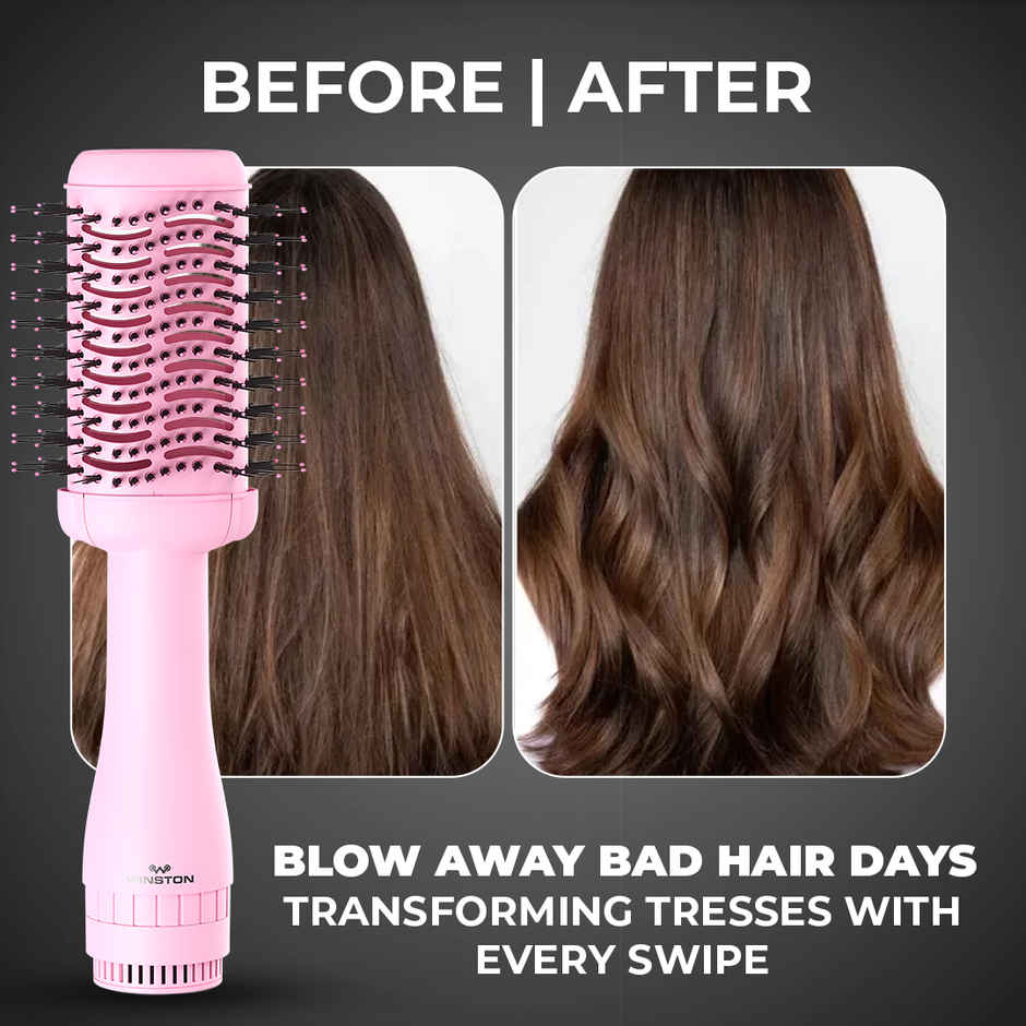 Winston 2 In 1 Hair Styling Blow Brush For Women - 1200 Watts (Pink)