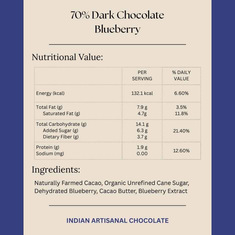 Darkins Indian Artisanal 70% Dark Blueberry Chocolate
