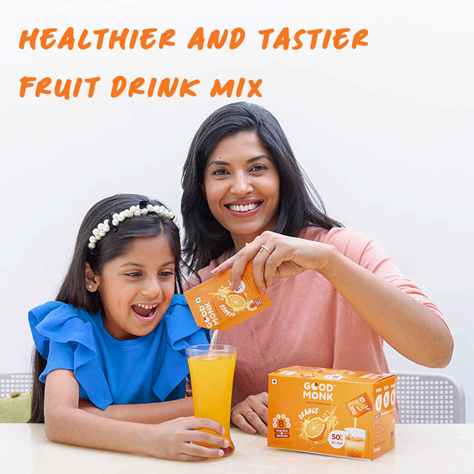 Good Monk Fruit Drink Mix | Natural Orange | 50% Less Sugar | 8 Vitamins & Minerals | 24 Sachets