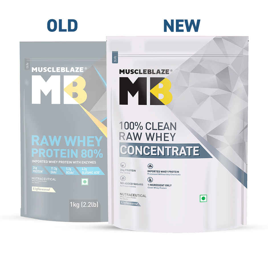 MuscleBlaze Raw Whey Protein Powder Concentrate 80% (Unflavoured)